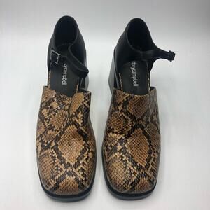 Jeffrey Campbell Audrey Mary Jane Heels In Tan Snake Combo Size US 7.5